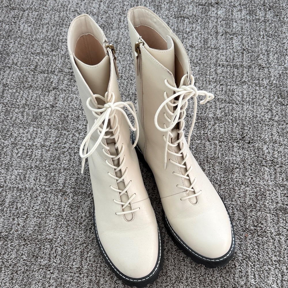 J.crew Cream Lace-Up Women's Boots